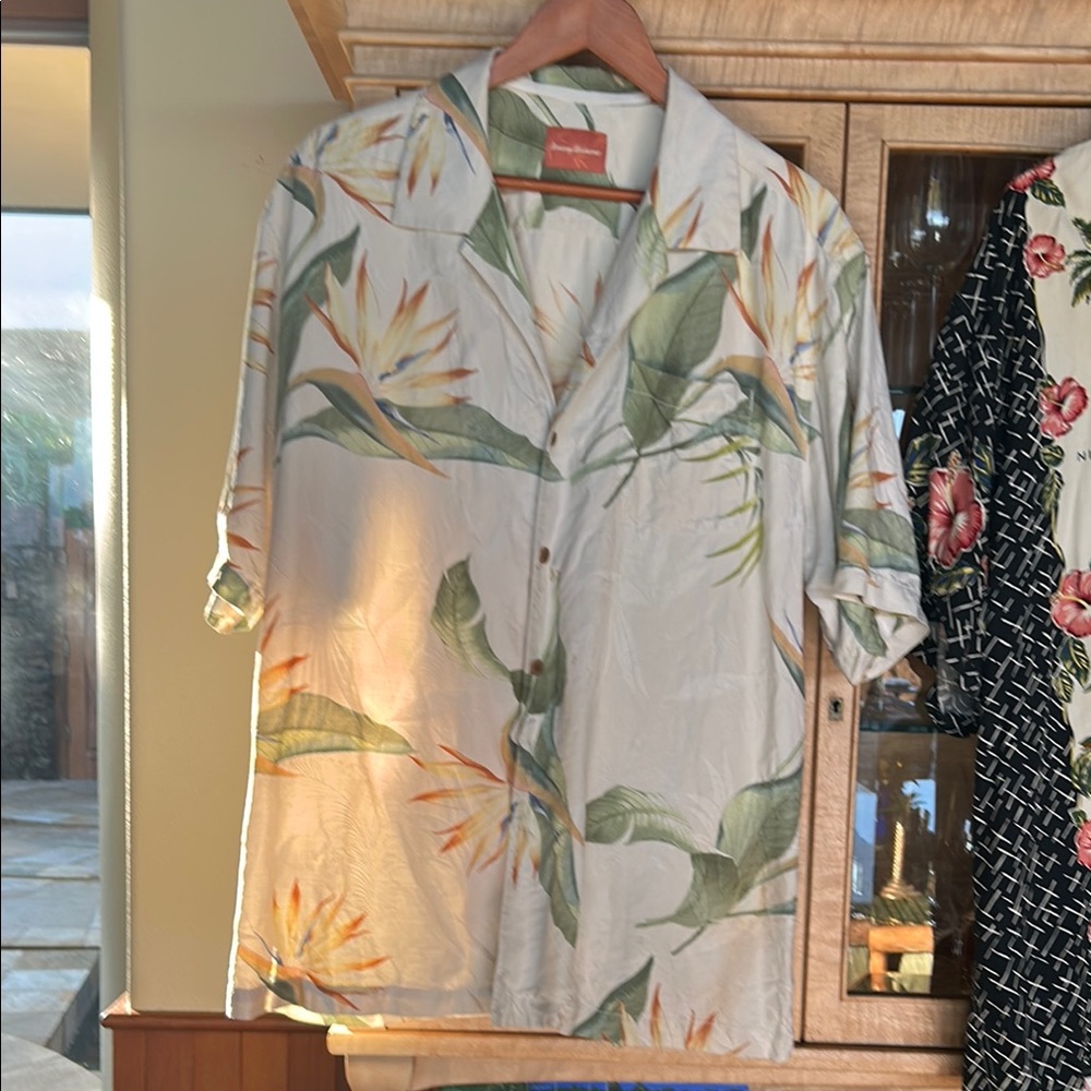 Tommy Bahama Green and Orange Floral Button Down Shirt